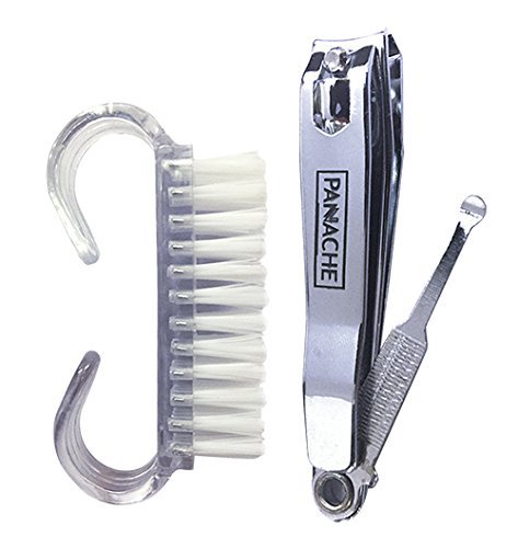 Panache Professional Nail Care Kit - Stainless Steel Nail Clipper & Soft Bristle Nail Brush Set for Perfect Manicure & Pedicure | Home, Travel & Salon Use