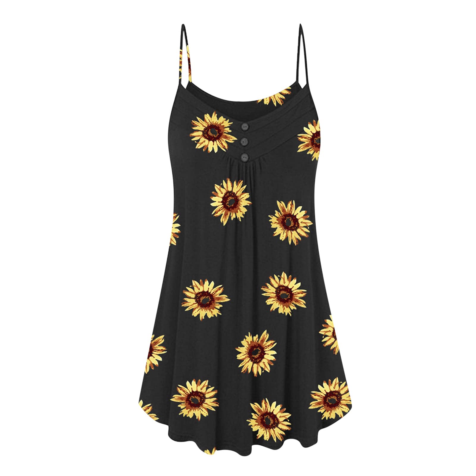 Women's Floral Print Spaghetti Strap Tank Top - Plus Size V-Neck Sleeveless Camisole Blouse for Casual Wear, Summer Outfits & Layering
