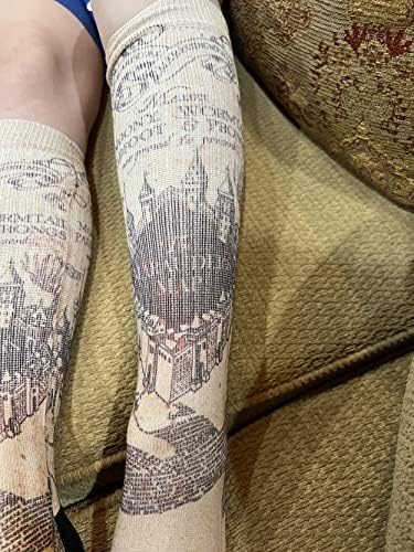 Harry Potter Marauder's Map Crew Socks for Men & Women (US 5-10 Men / 7-12 Women) - Officially Licensed Hogwarts Housewarming Gift for Potterheads & Wizarding World Fans