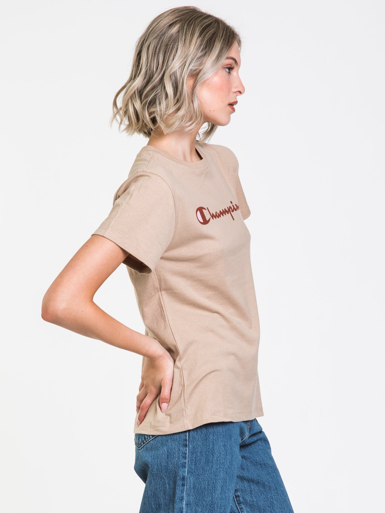 Champion Classic Script T-Shirt - Soft Cotton Crewneck Tee for Men & Women | Vintage-Inspired Casual Wear for Everyday Outfits & Street Style