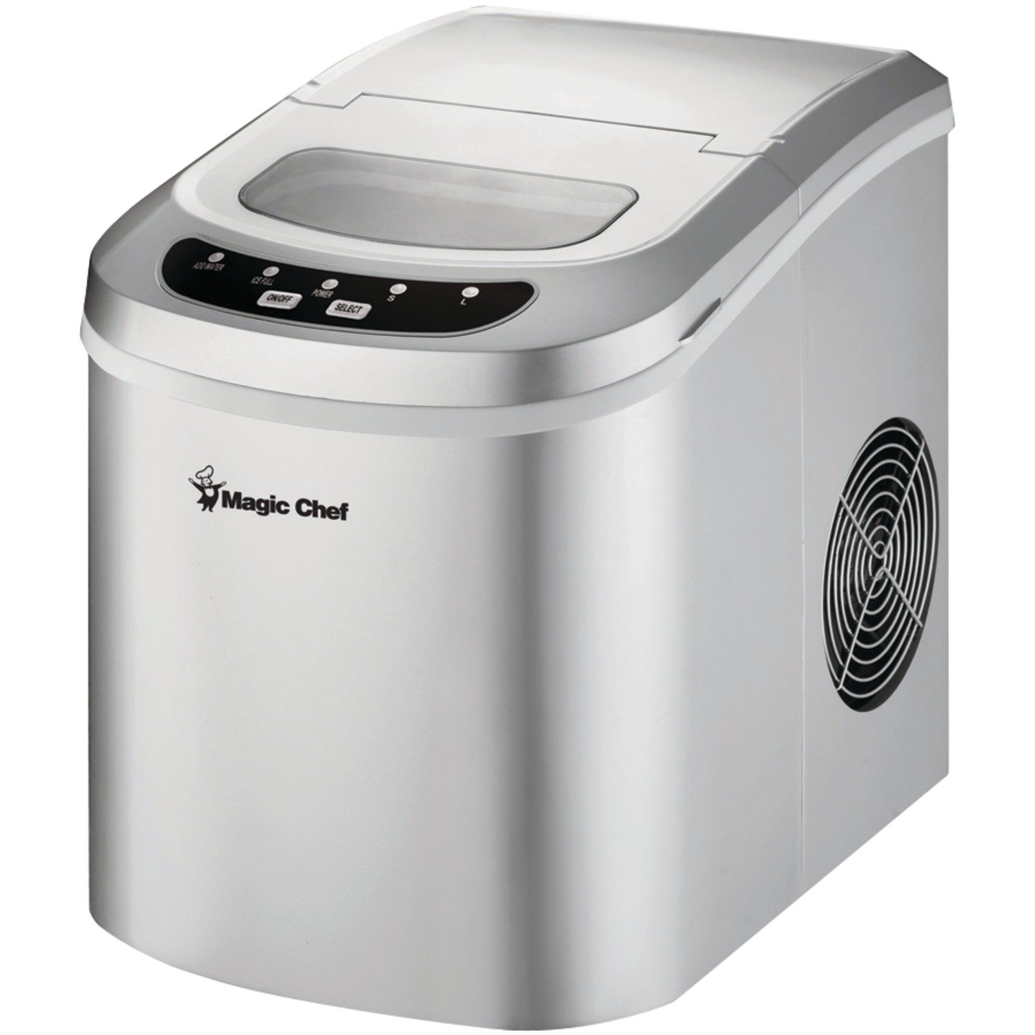 Magic Chef 27-Lb Portable Silver Countertop Ice Maker - Fast Ice Production for Home, Office, and Outdoor Parties