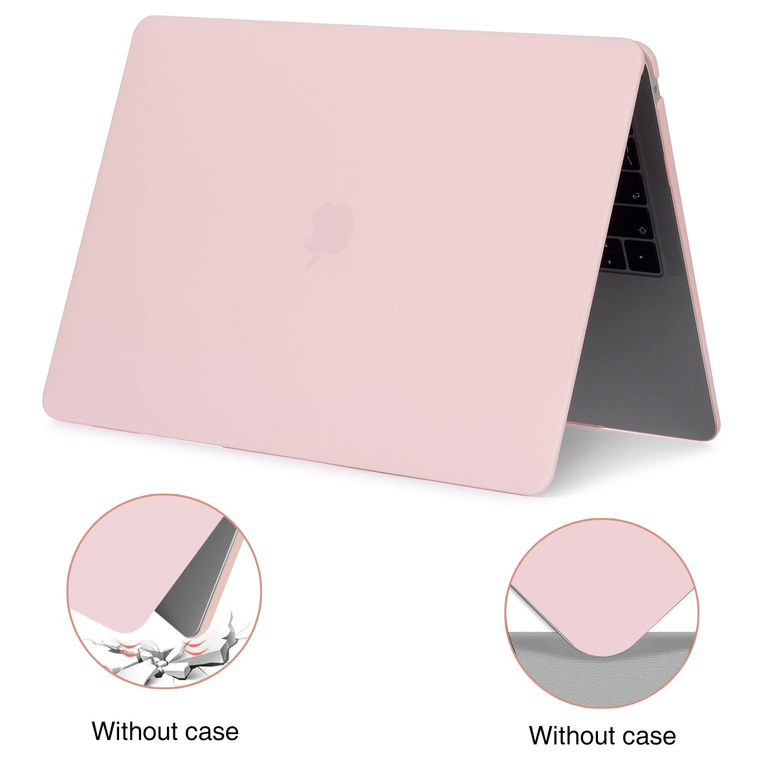 EooCoo Hard Protective Case for MacBook Air 13 inch (M1 Chip 2021-2018) with Retina Display | Durable Plastic Shell + Clear Keyboard Cover + Anti-Scratch Screen Protector | Cute Pink Design | Perfect for Work, School & Travel Protection