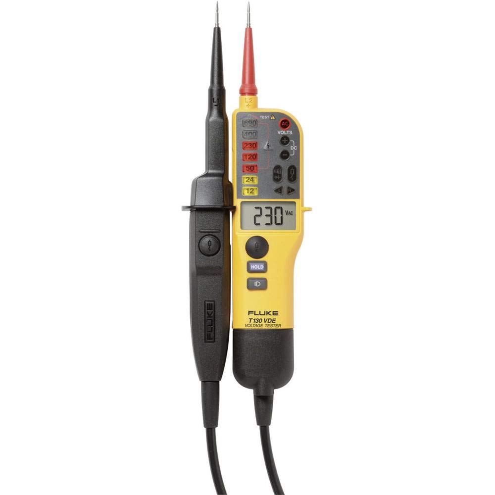 Fluke T130 Digital Voltage and Continuity Tester with Backlit LCD Display - Professional Electrical Testing Tool for Home, Industrial and Automotive Use