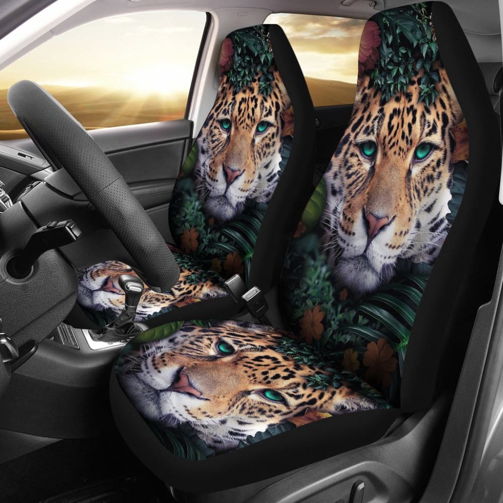 Premium Leopard Print Car Seat Covers - Universal Fit for Cars, Trucks & SUVs - Soft & Durable Neoprene Material - Easy to Install & Clean - Perfect for Style & Protection (Set of 2) - Great for Road Trips, Daily Commutes & Pet Protection