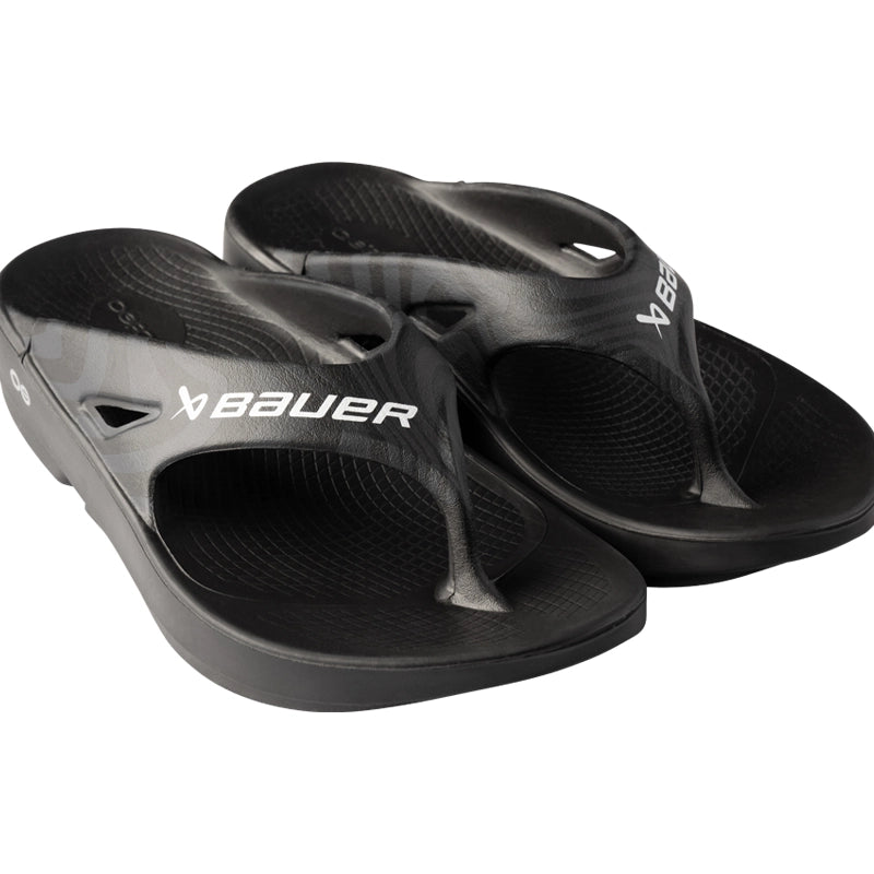 Bauer OOFOS Sport Sandals for Men & Women - Black Recovery Footwear for Running, Walking & Post-Workout Comfort - Ideal for Athletes, Travel & Everyday Wear