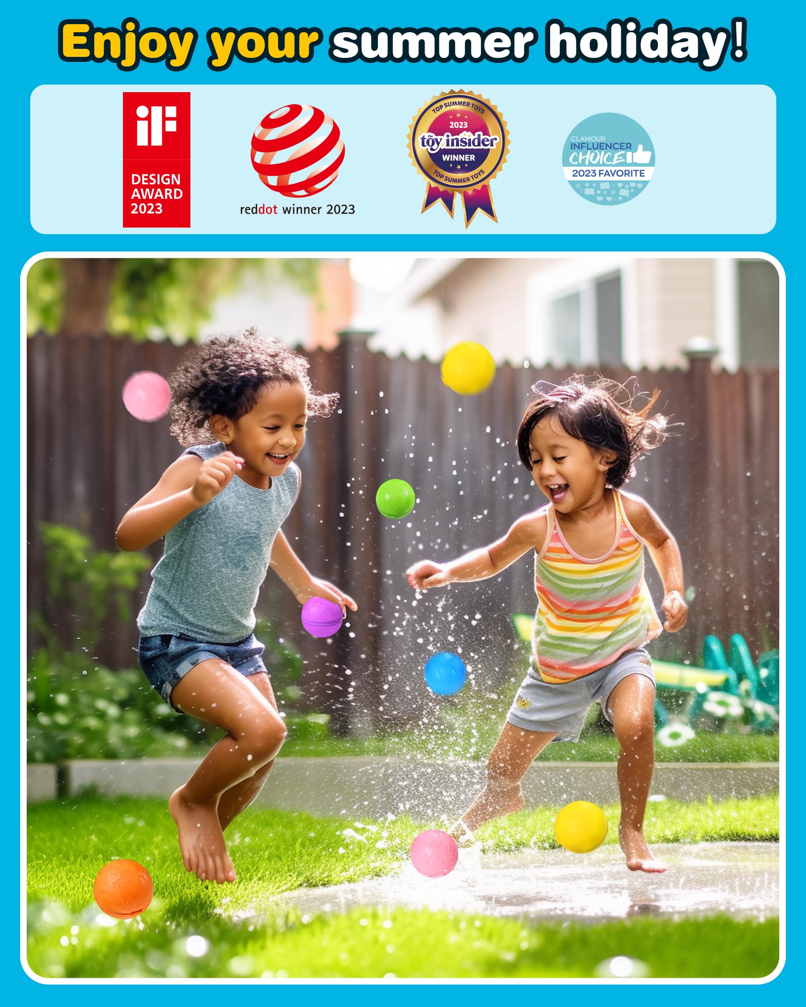 Eco-Friendly Reusable Water Balloons for Kids - Quick Fill Silicone Magnetic Self-Sealing Outdoor Water Toys for Pool, Beach, and Backyard Summer Fun