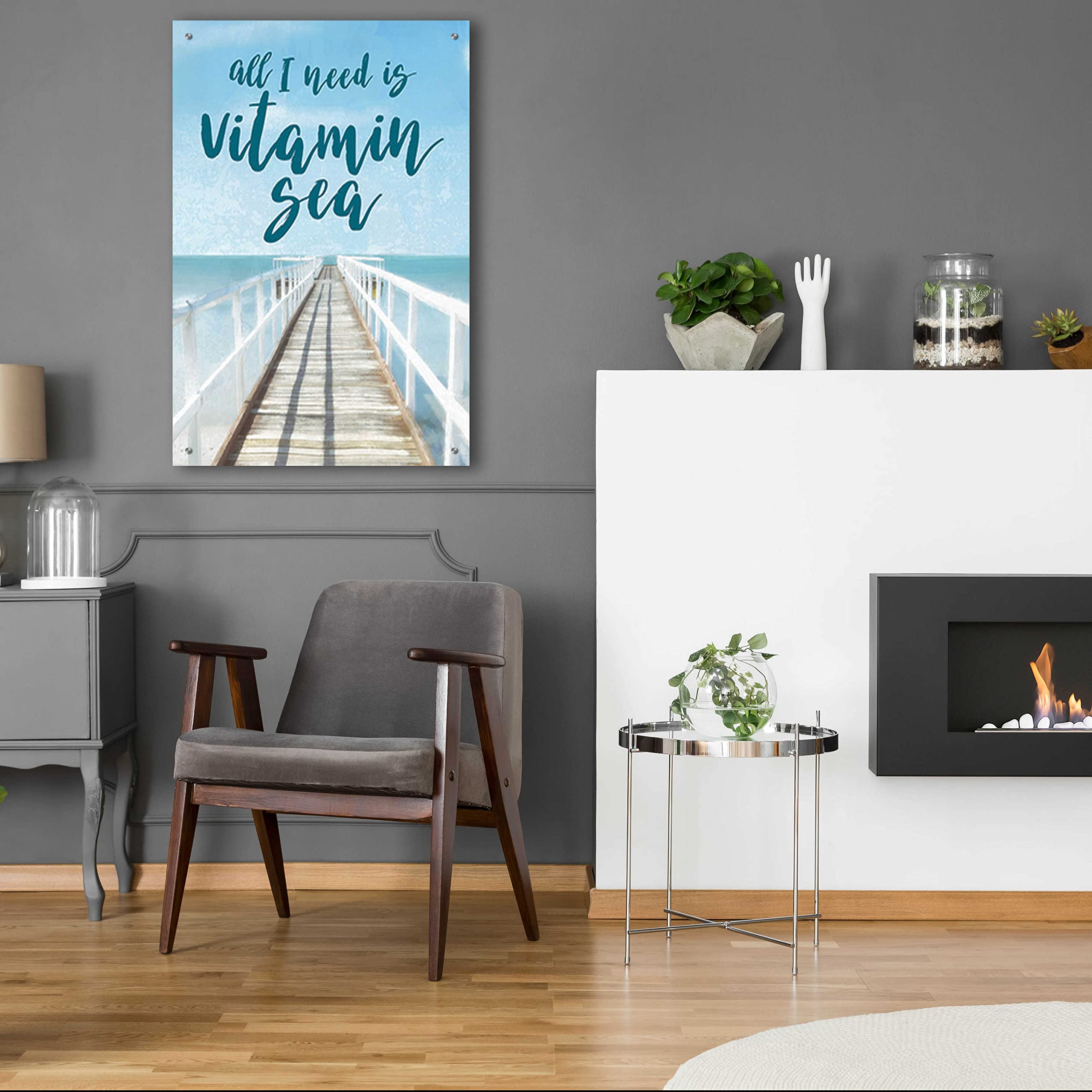 Cloverfield & Co. 'Vitamin Sea' Acrylic Glass Wall Art - 24x36 Inches, Vibrant Ocean Painting for Living Room, Bedroom & Office Decor