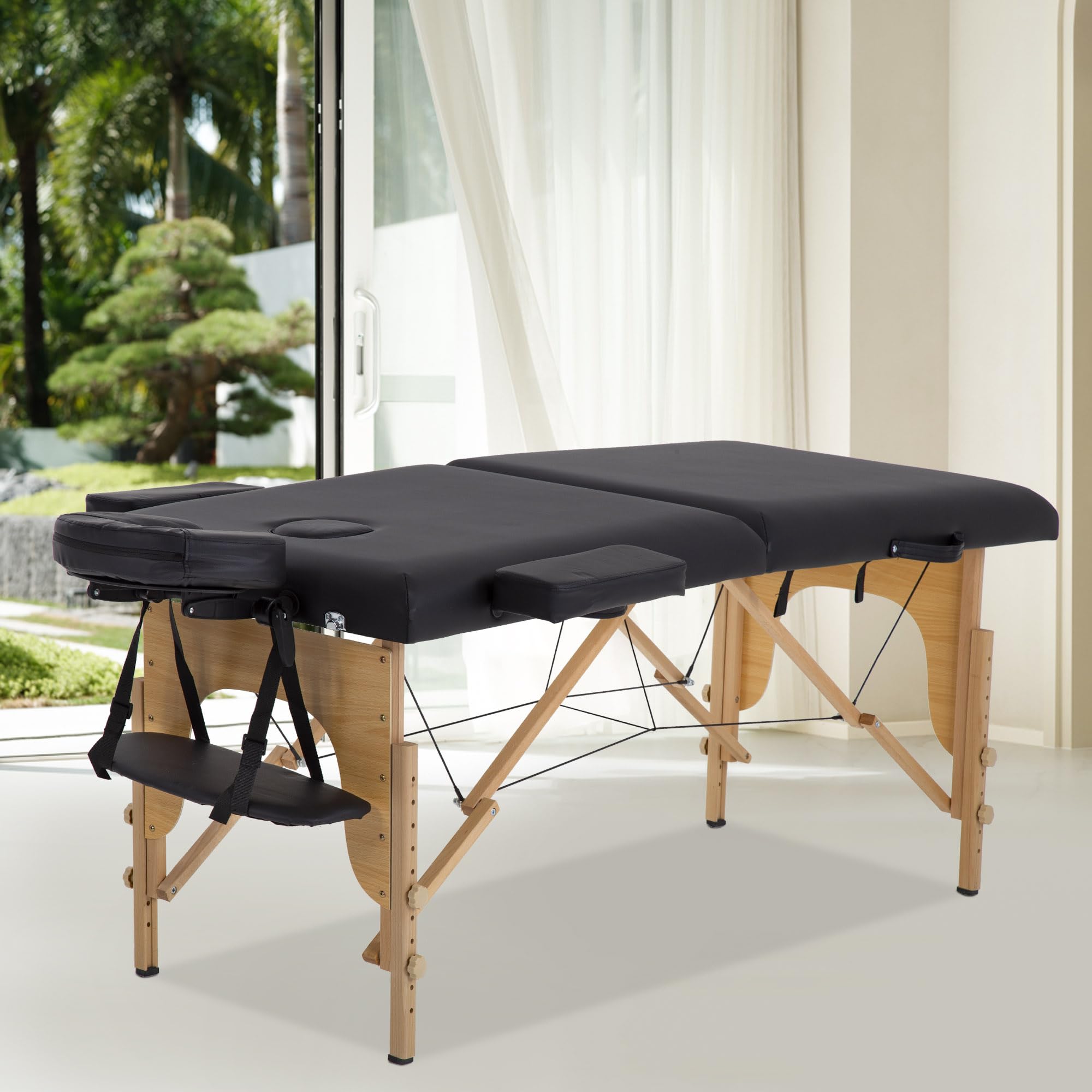 Portable Massage Table 24 Inch Wide - Adjustable Height Folding Spa Bed with Towel Hanger, Oil Pouch & Non-Woven Bag | Professional Massage Therapy, Home Spa, Salon & Beauty Treatments