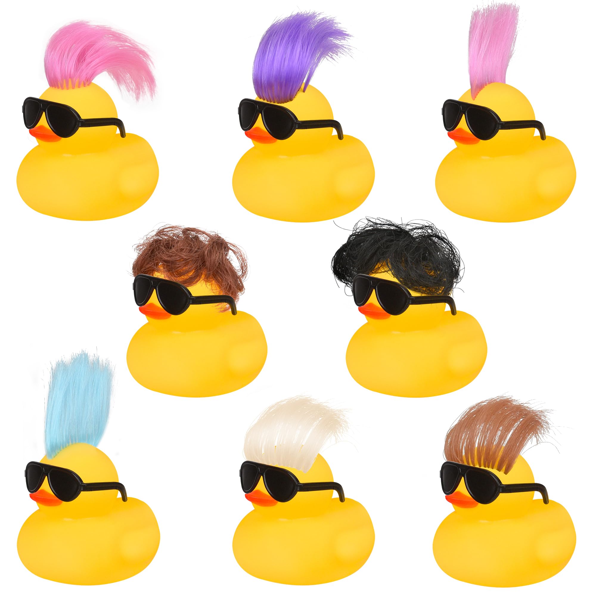 12 Pack Cute Rubber Duck Bath Toys with Wig & Sunglasses - Funny Mini Bathtub & Shower Toys for Kids - Perfect for Birthday Gifts, Pool Parties, Cruise Vacations & Summer Fun - Random Styles (Great for Bath Time, Baby Showers & Holiday Decorations)