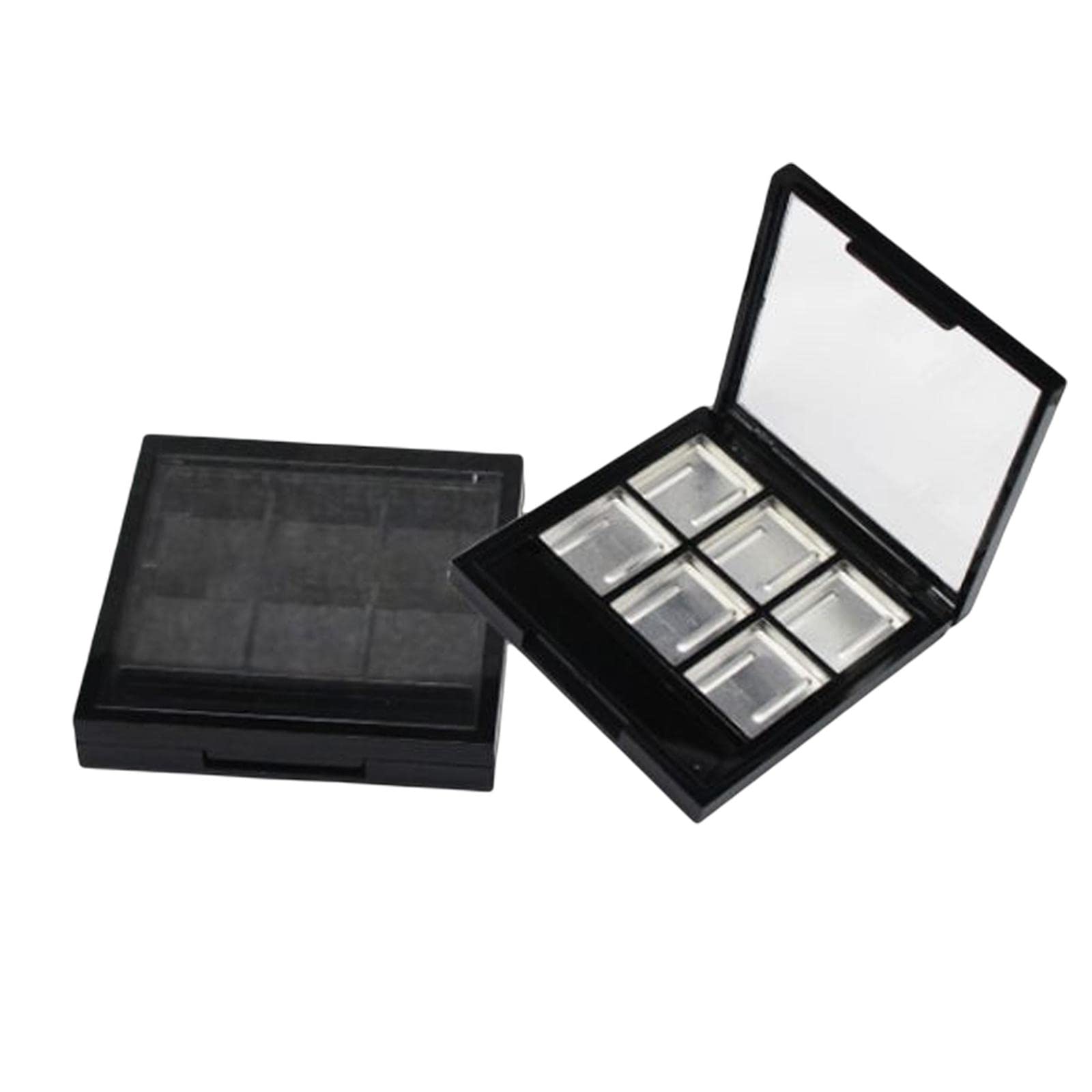 2Pcs 6 Grids Empty Eyeshadow Palette with Mirror - DIY Makeup Storage Box for Pigments & Eyeshadows | Portable Travel-Friendly Cosmetic Organizer for Makeup Artists & Beauty Enthusiasts