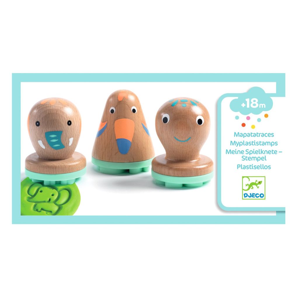 Djeco Myplastistamps Play Dough Stamps Set - 18+ Months - Creative Clay Stamps for Kids - Perfect for Arts & Crafts, Sensory Play & Early Learning Activities