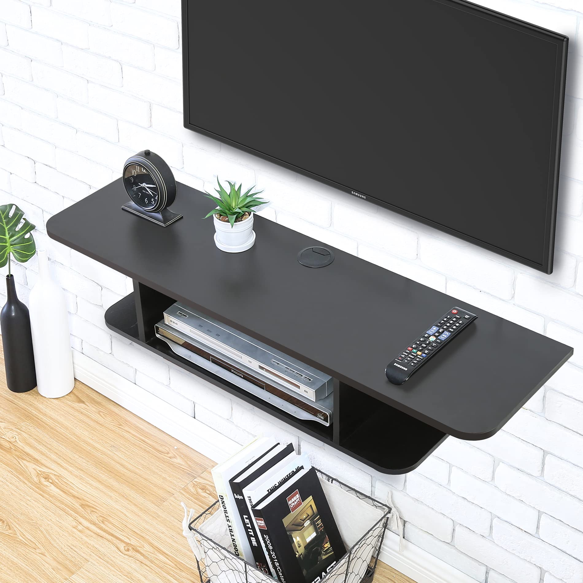 FITUEYES Floating TV Stand for 55 Inch TVs - Wall Mounted Media Console & Wood Storage Cabinet - Modern Entertainment Center for Living Room, Bedroom, Home Theater - Black