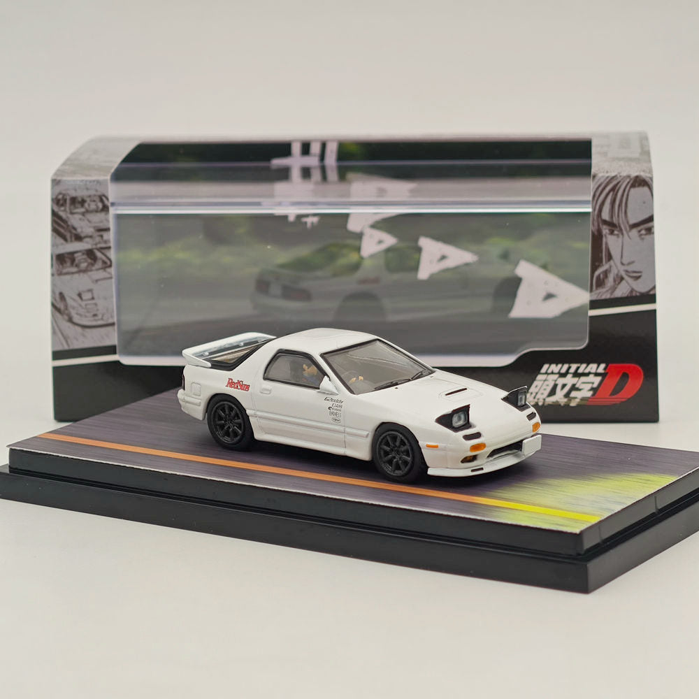 1/64 Scale Mazda RX-7 FC3S RedSuns Initial D Diecast Model Car with Open Headlights - HJ643043D Collectible for Anime Fans & Car Enthusiasts - Perfect for Display, Gifts, and Anime-Themed Collections
