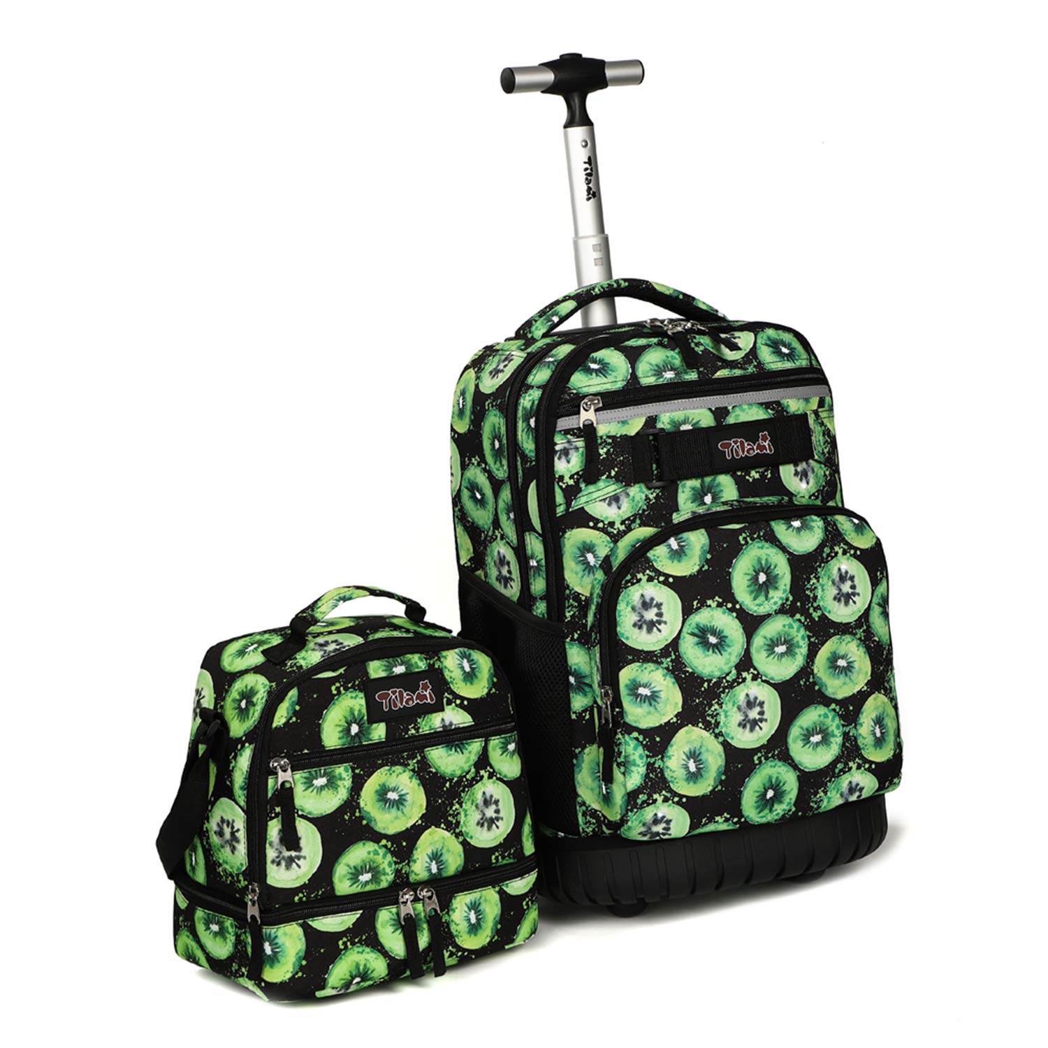 Tilami 19 Inch Rolling Backpack with Wheels - Wheeled Laptop Backpack with Detachable Lunch Bag (Kiwi Green) - Perfect for School, College, Business Travel & Commuting