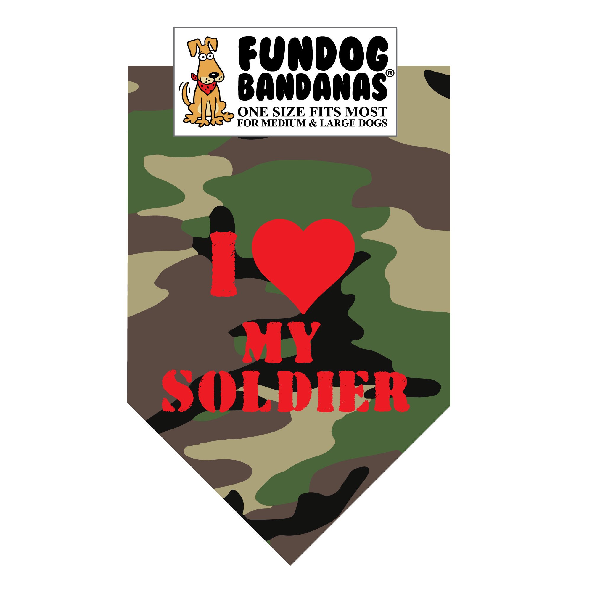 I Love My Soldier Dog Bandana - Patriotic & Adjustable Dog Scarf for Medium to Large Dogs (One Size Fits Most) - Perfect for Military Appreciation, 4th of July & Veterans Day