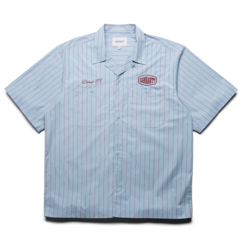 Carhartt WIP Hendry Shirt - Frosted Blue & Mulberry Plaid Flannel Work Shirt for Men | Durable Cotton, Classic Fit | Perfect for Outdoor Work, Camping & Casual Wear