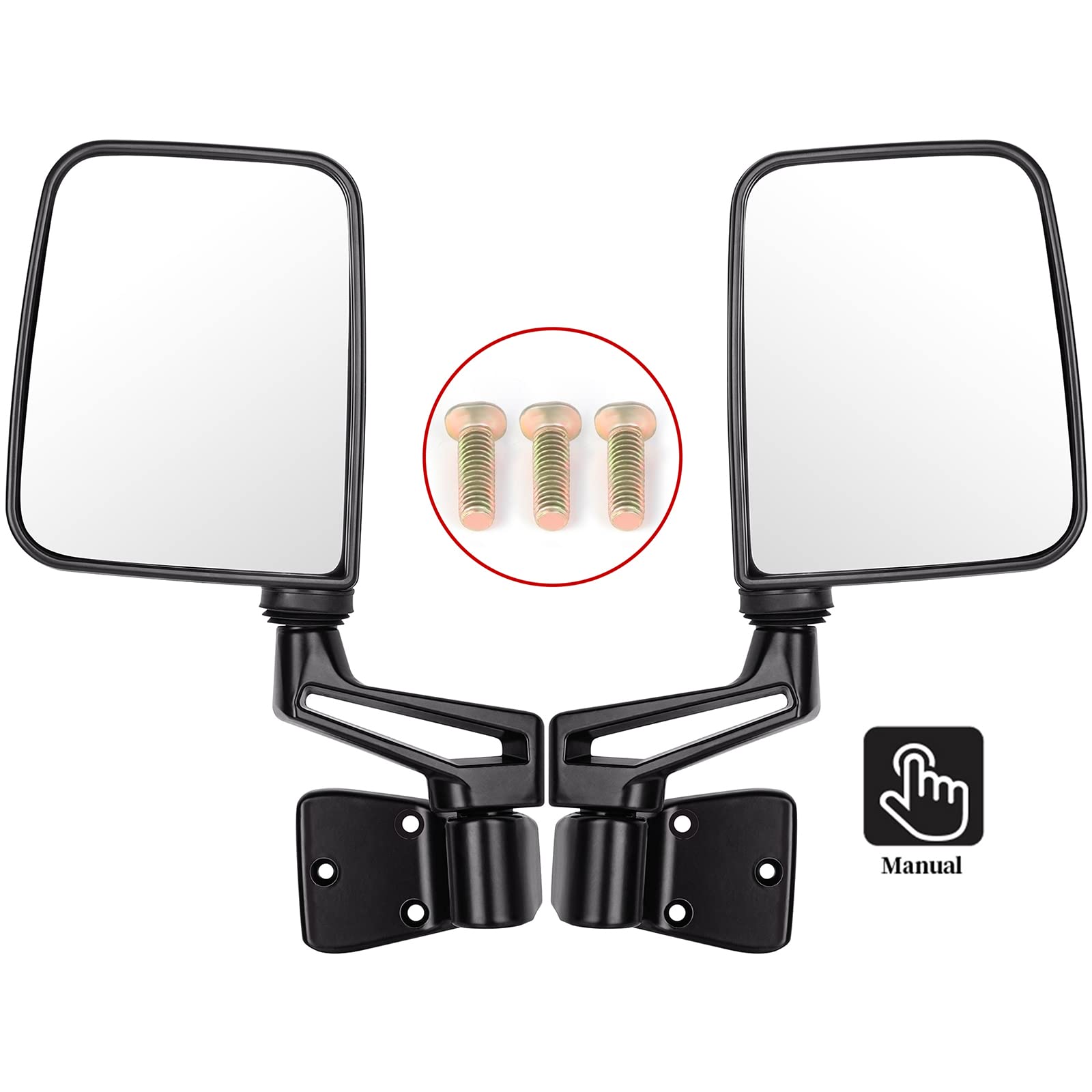 SCITOO Side View Mirrors for Jeep Wrangler (1987-1994, 1995, 1997-2002) - Manual Fold Non-Heated Replacement Mirrors Compatible with Half Door Models | Perfect for Off-Roading, Daily Driving & Jeep Restoration Projects