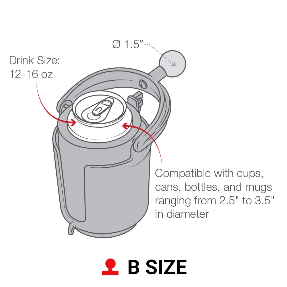 RAM Mounts RAM-B-132BU 16oz Level Cup Drink Holder with B Size 1 Ball - Perfect for Car, Boat, and Outdoor Adventures