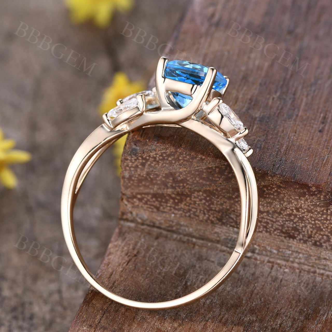 1.75 Carat Round Cut Blue Topaz Engagement Ring in 14K White Gold - Elegant Wedding, Proposal & Anniversary Jewelry Gift for Her