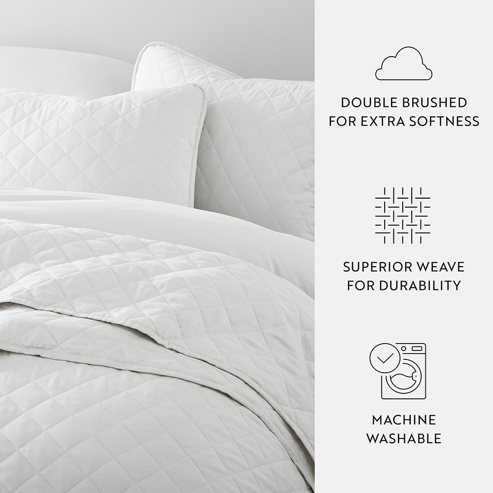 3-Piece Diamond Stitch Quilted Bedspread Set - Queen Size, Soft & Luxurious Bedding for Cozy Bedroom Decor - Perfect for Master Bedroom, Guest Room & Dorm