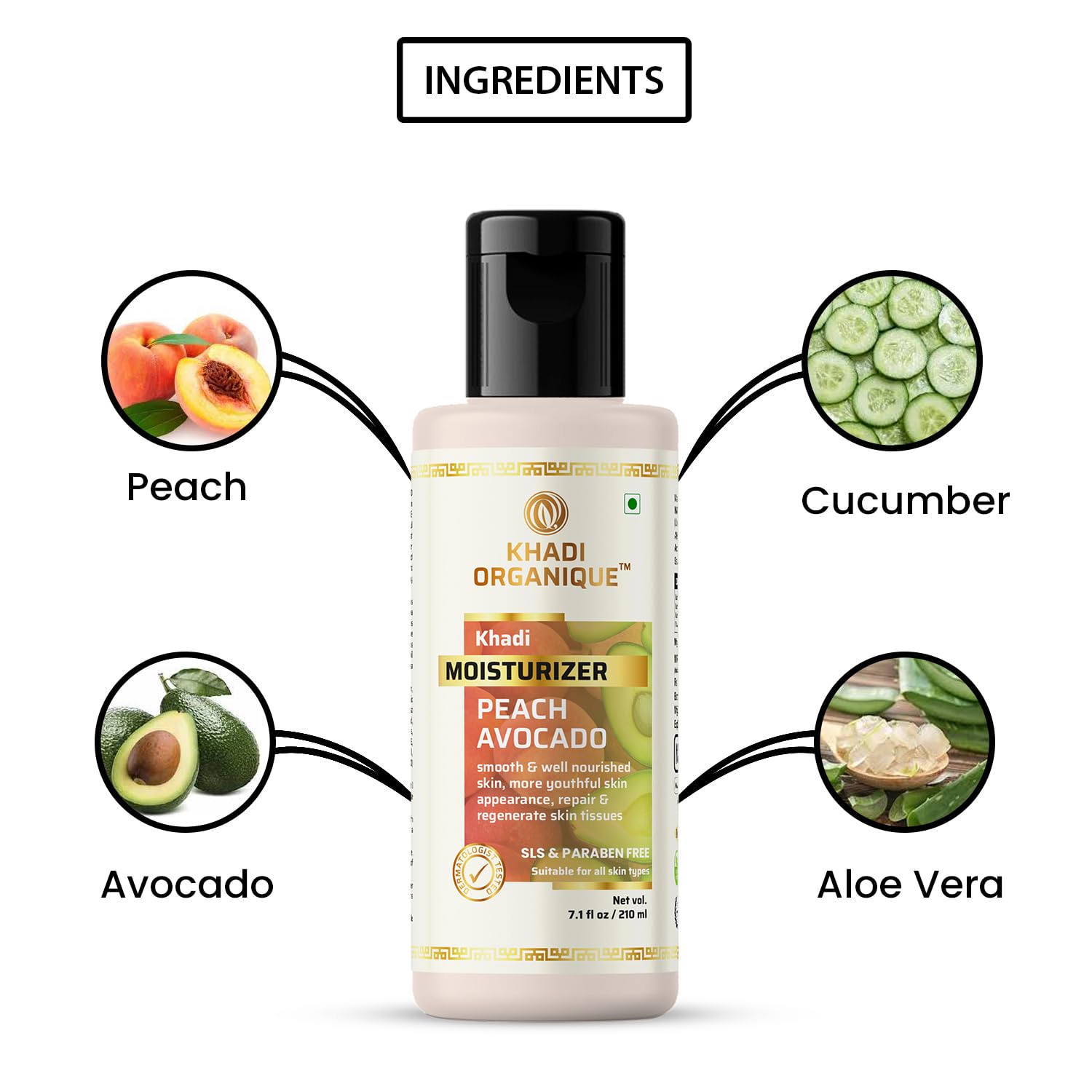 Khadi Organique Sandal Turmeric Body Wash & Peach Avocado Moisturizer Combo for Healthy Skin - Natural Ayurvedic Skincare Set for Dry & Sensitive Skin, Perfect for Daily Shower & Post-Bath Hydration