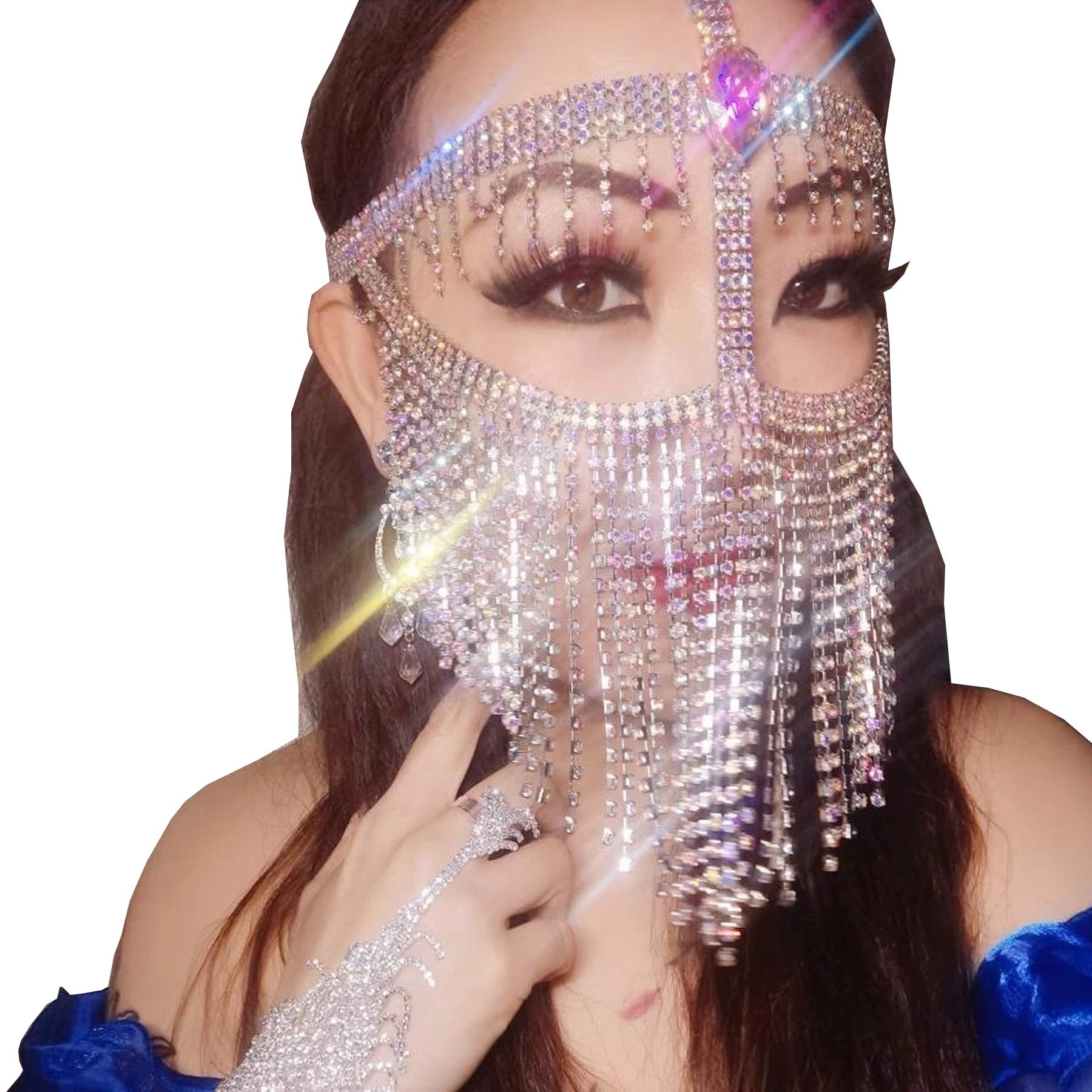 Exquisite Rhinestone Belly Dance Headchain - Masquerade Cosplay Jewelry for Nightclub, Halloween & Dance Performances | Perfect for Belly Dancers, Costume Parties & Themed Events
