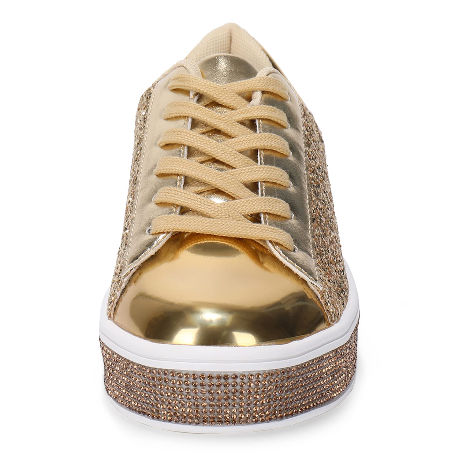 Women's Glitter Wedding Sneakers - Sparkly Rhinestone Bridal Shoes for Bride, Bridesmaids & Bachelorette Parties | Comfortable Sequin Tennis Shoes for Reception, Photoshoot & Dance Floor