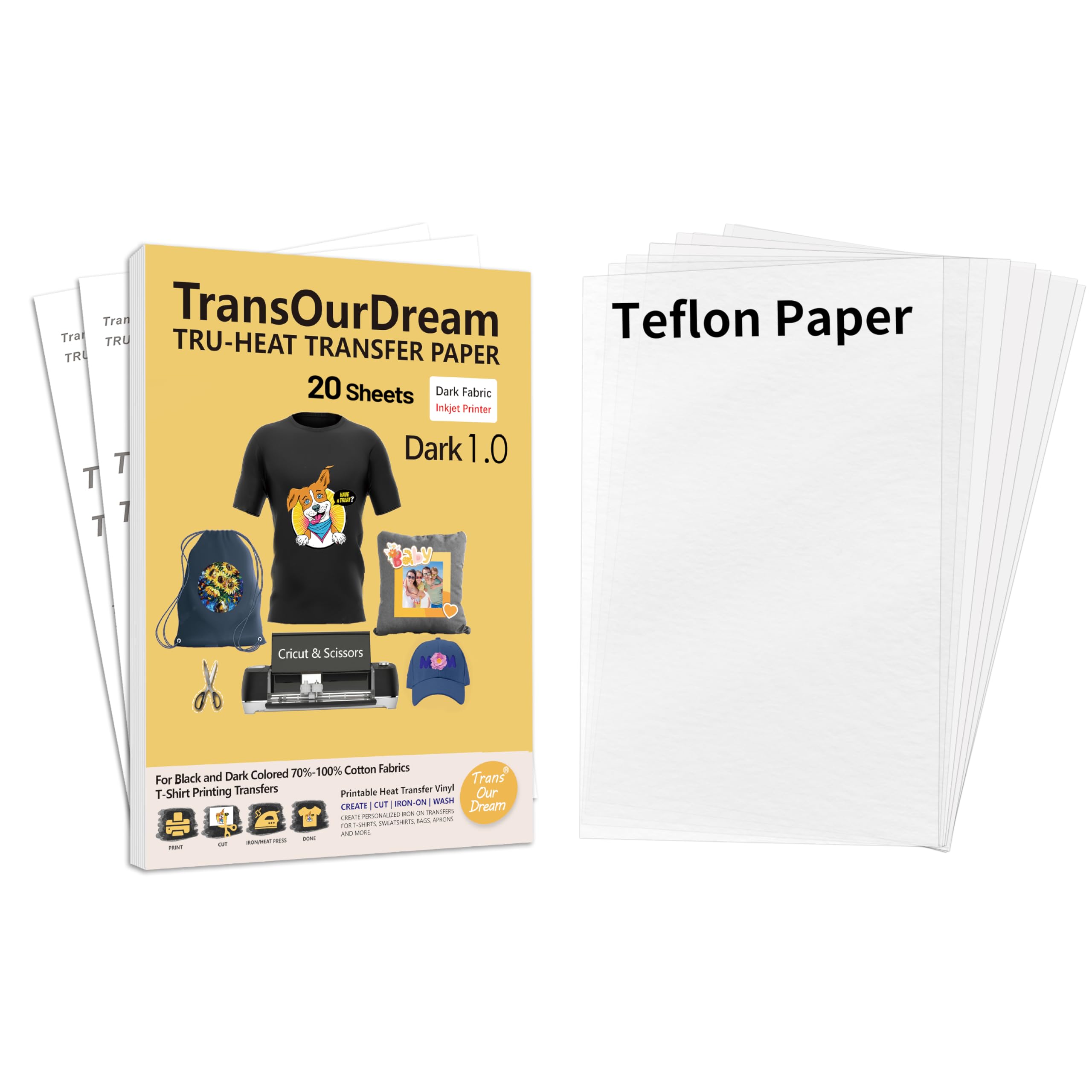 Premium Tru-Iron Heat Transfer Paper for Dark Fabrics - 20 Sheets (8.5x11