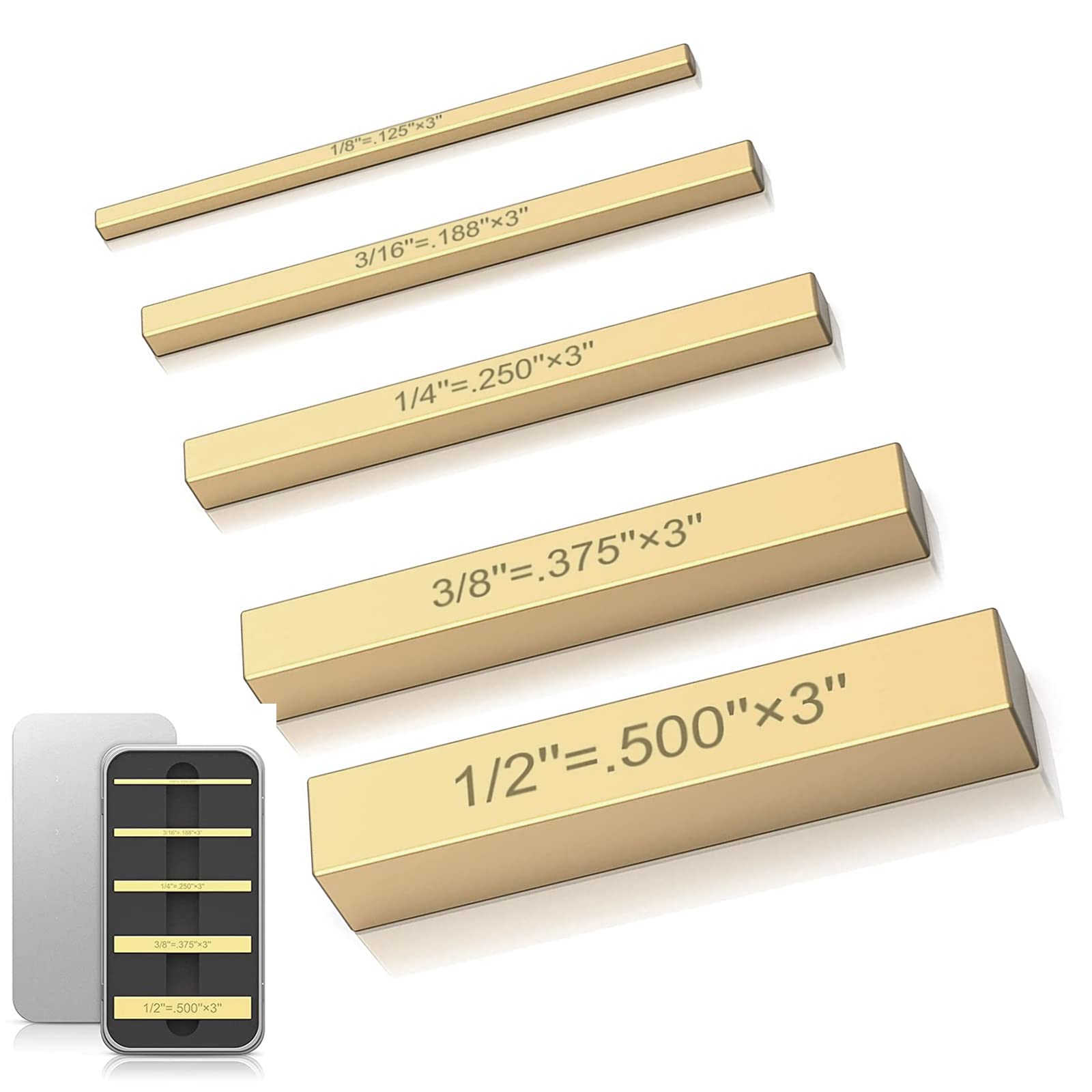 5-Piece Brass Setup Blocks & Height Gauges Set - Precision Woodworking Measuring Tools for Table Saw Accessories, Marking & Setup - Perfect for Cabinet Making, Joinery & DIY Wood Projects