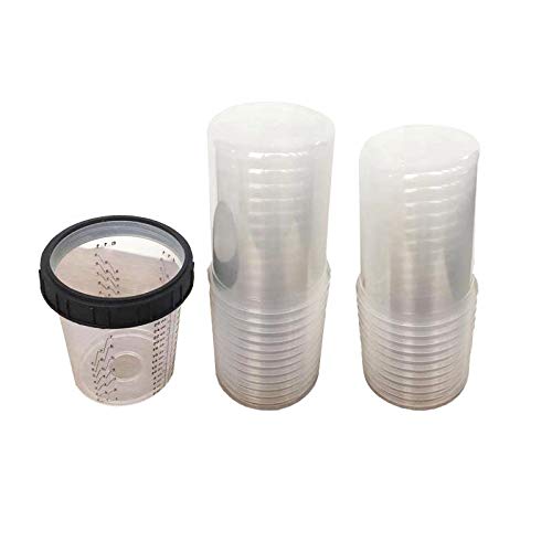 3P Products 20 oz Disposable Paint Cups with 50 Lids, 50 Liners & 25 Plugs - Compatible with 3M PPS 16000 & 16300 - 190 Micron Filters - Ideal for Automotive Painting, Spray Guns & Professional Paint Jobs