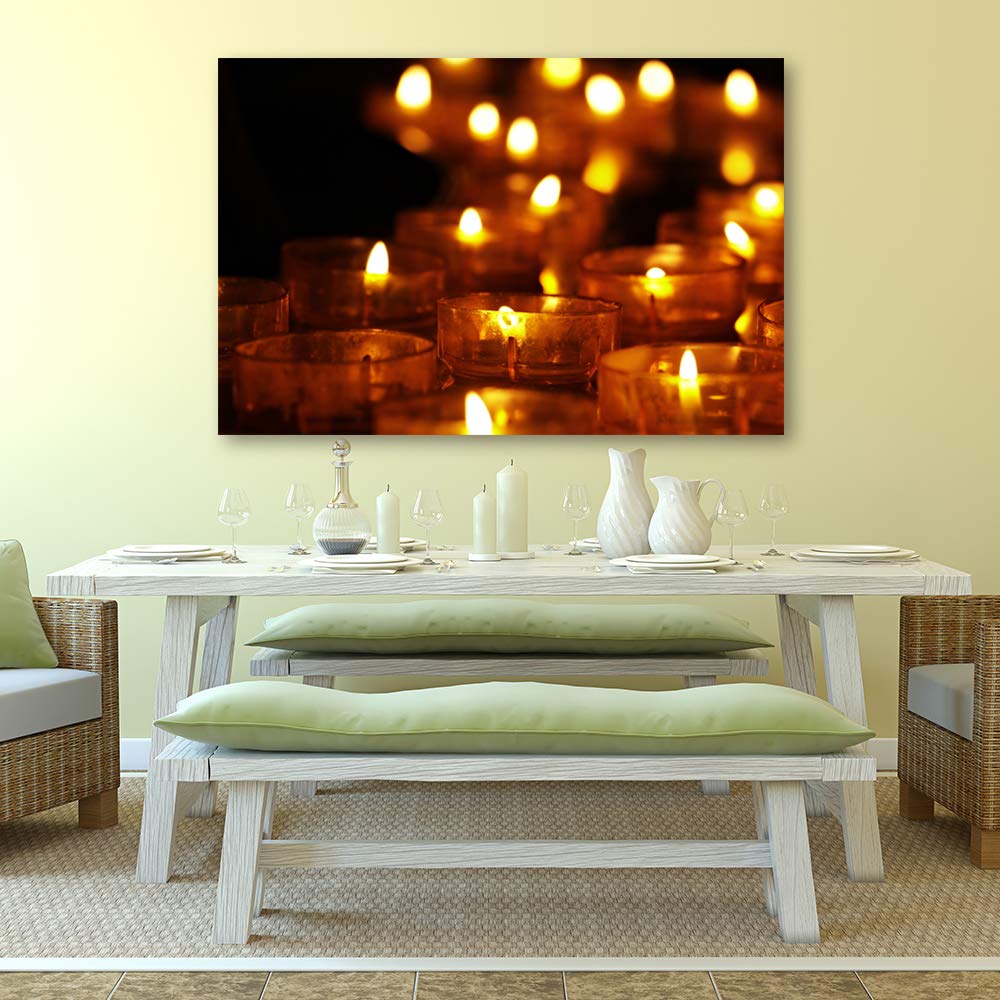 IDEA4WALL Christmas Candles Canvas Wall Art - 32x48 Inch Framed Painting for Holiday Home Decor, Living Room & Bedroom Wall Prints - Perfect for Christmas Celebration & Winter Home Styling