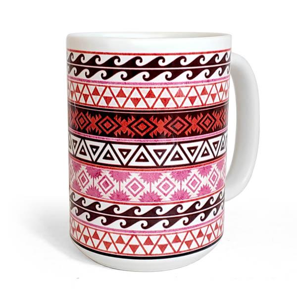 Aztec Pattern Ceramic Coffee Mugs - 15 oz Insulated Travel Mug with Handle, Color Variants for Home, Office & Outdoor Use