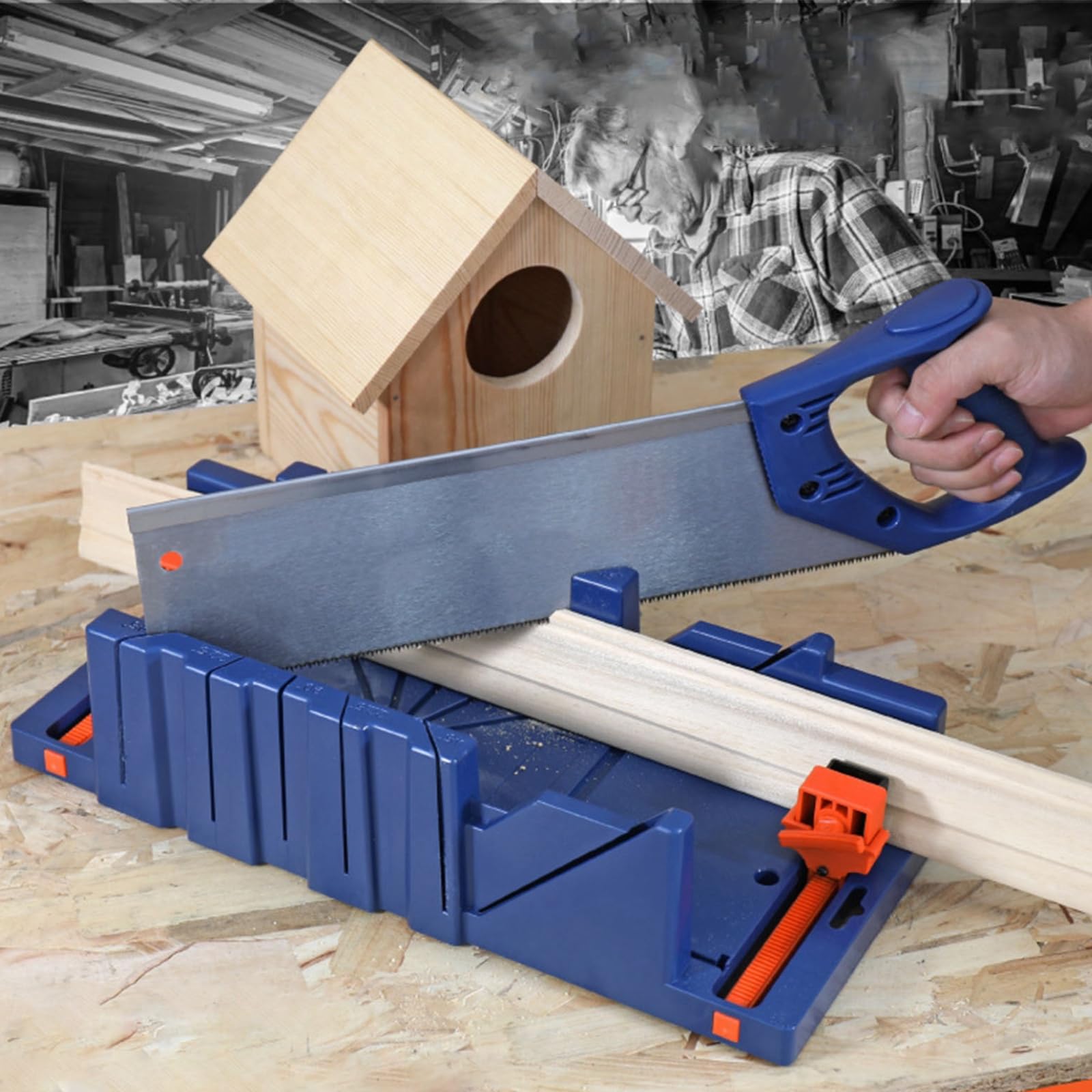 45° Miter Box with Saw - Heavy Duty Steel Back Saw for Precise Angle Cutting | Perfect for Woodworking, DIY Projects & Home Improvement