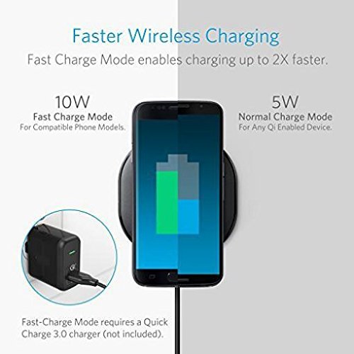 Fast Wireless Charger Pad 7.5W/10W Qi-Certified for LG Velvet 5G, V30, G6 - Slim Design for Nightstand, Office & Car Charging