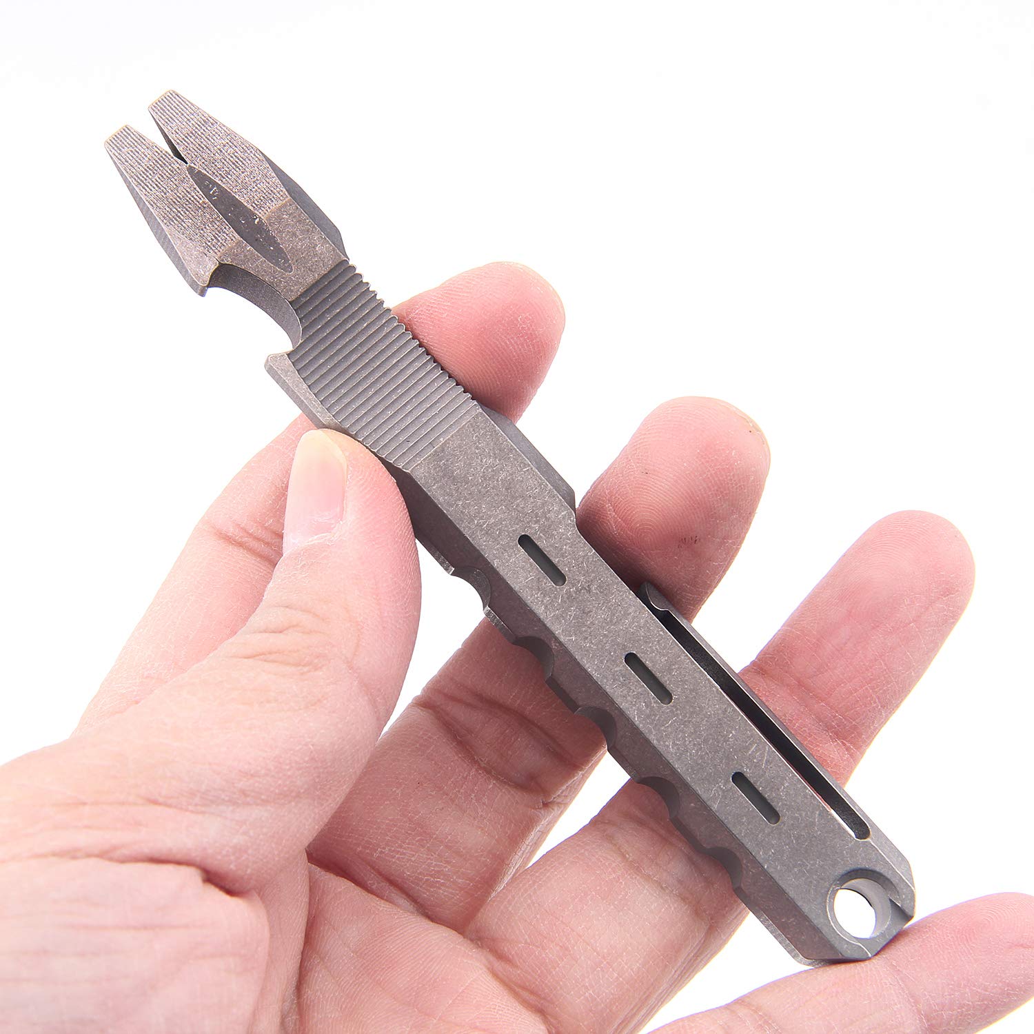 Titanium EDC Pry Bar - Multi-Tool with Nail Puller, Bottle Opener & Pocket Clip | Compact Everyday Carry Tool for Survival, Camping & DIY Projects (Grey)