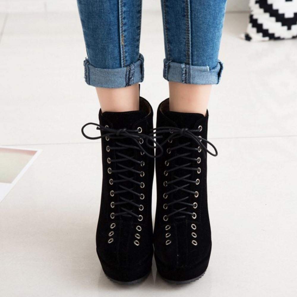 Stylish Women's Ankle Boots with Wedge Heel - Lace Up Fashion Shoes for Casual Outfits & Fall Winter Wardrobe