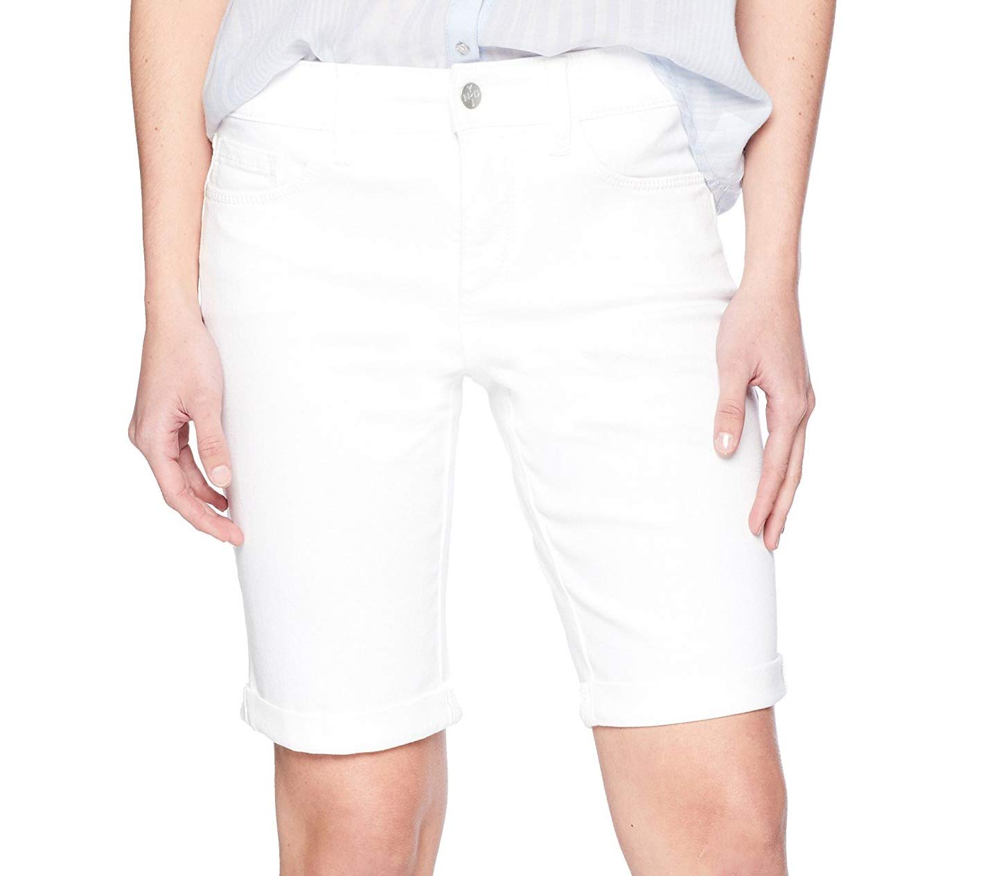 NYDJ Women's Petite Briella Jean Shorts with Roll Cuffs | Slimming High Waist Denim Shorts for Women | Perfect for Summer Outfits, Casual Wear & Beach Vacations