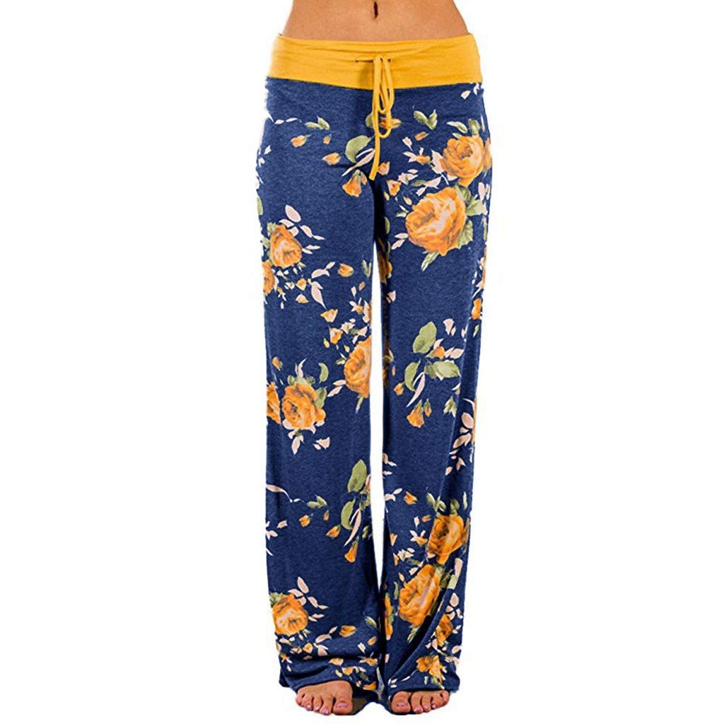 Fanteecy Women's American Flag Print Drawstring Wide Leg Lounge Pants - Casual Comfort Pajama Pants for Home, Yoga, and Outdoor Activities