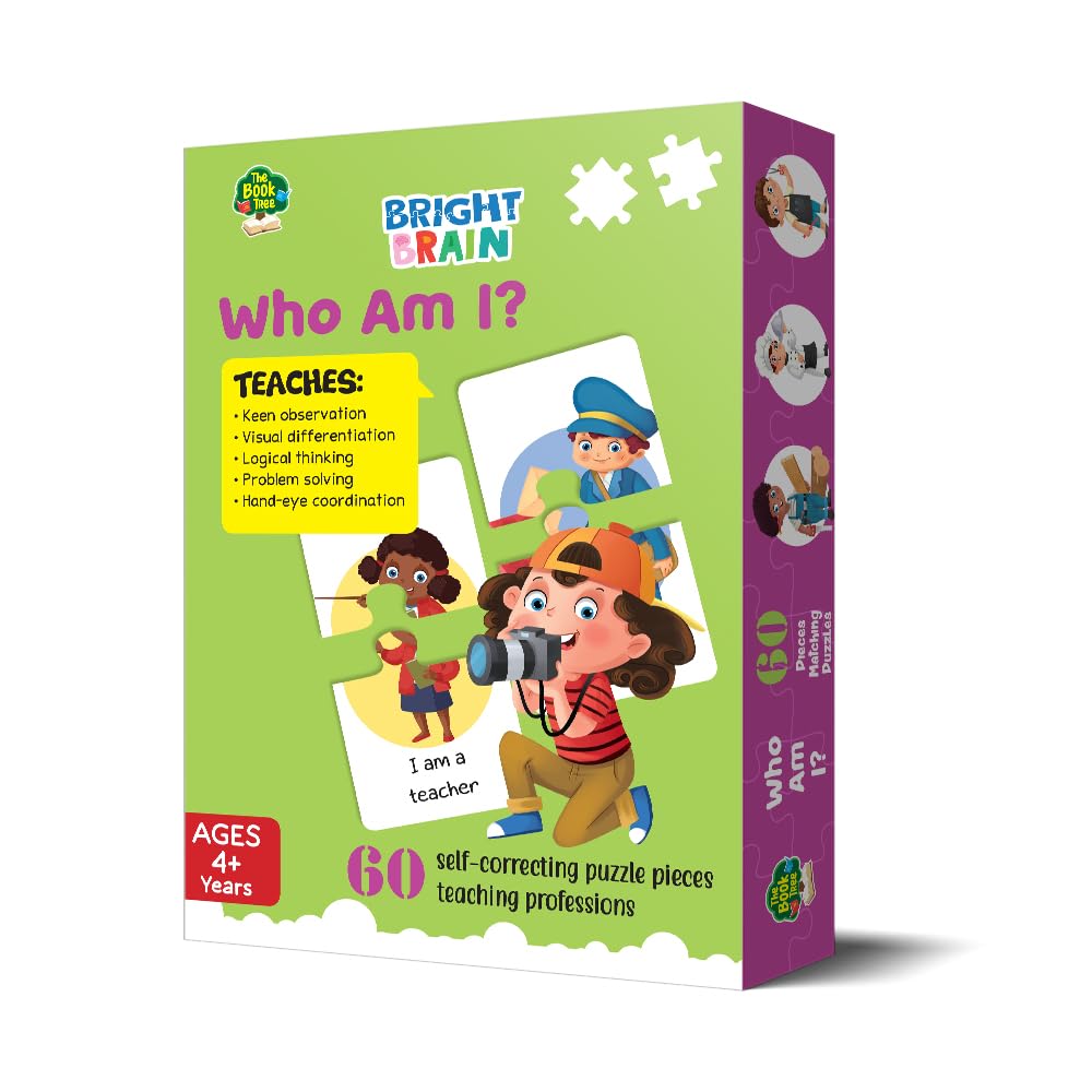 60-Piece Jigsaw Puzzle Set (30 Pairs) - The Book Tree Bright Brain 'Who Am I?' Profession Learning Game for Kids Ages 3-6 | Educational Preschool Toys & Birthday Gifts | Perfect for Classroom Activities, Family Game Night & Cognitive Development