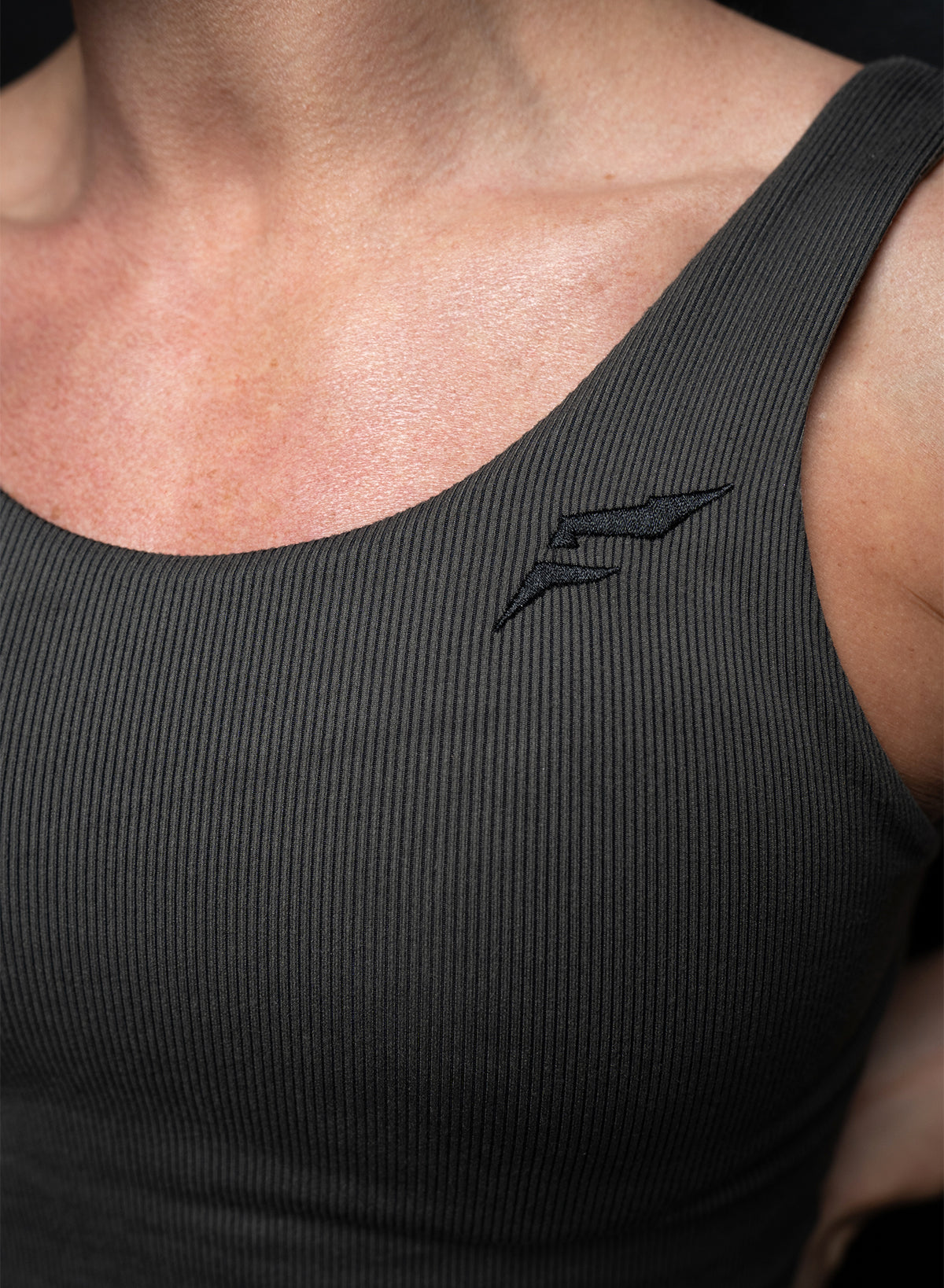 Ribbed Tank Top for Women - Soft Stretch Charcoal Grey Casual Sleeveless Shirt - Perfect for Gym, Yoga, and Everyday Wear