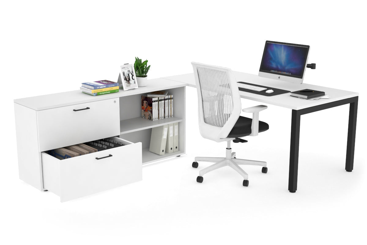 Quadro Square Executive Black Frame Office Desk [1800L x 700W] - Modern Workspace Solution for Home & Business Offices
