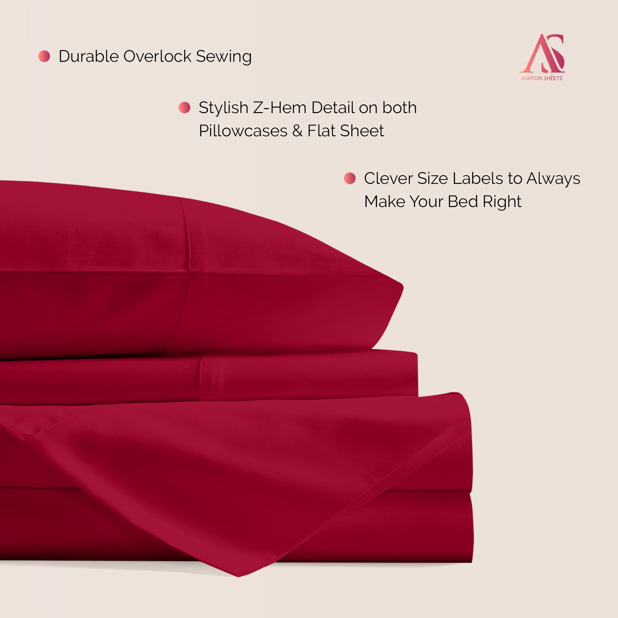Premium 100% Egyptian Cotton California King Sheets - 1000 Thread Count 4-Piece Set | Ultra Soft & Cooling Sateen Weave | Luxury Bedding for Hot Sleepers | Perfect for Master Bedrooms & Guest Rooms (Red)