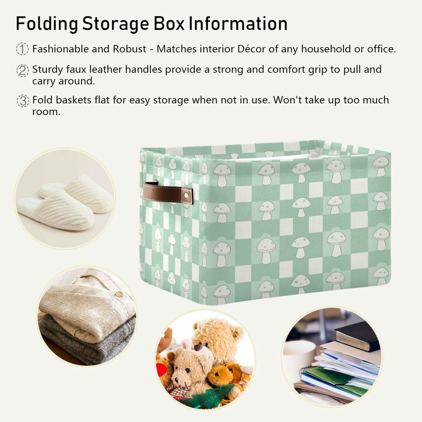 Foldable Large Square Storage Baskets with Handles (2-Pack) - Multi-Functional Organizer for Toys, Books & Clothes | Perfect for Closet, Nursery & Home Organization