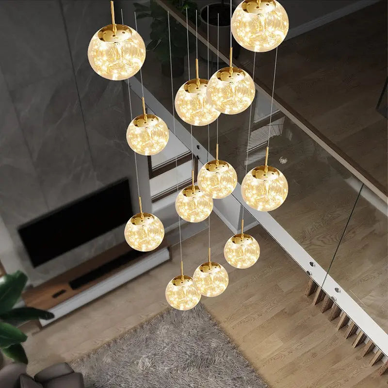 Modern Spiral Chandelier - Elegant Staircase Lighting Fixture for Home & Hotel Decor | Perfect for Foyers, Living Rooms and Grand Entrances
