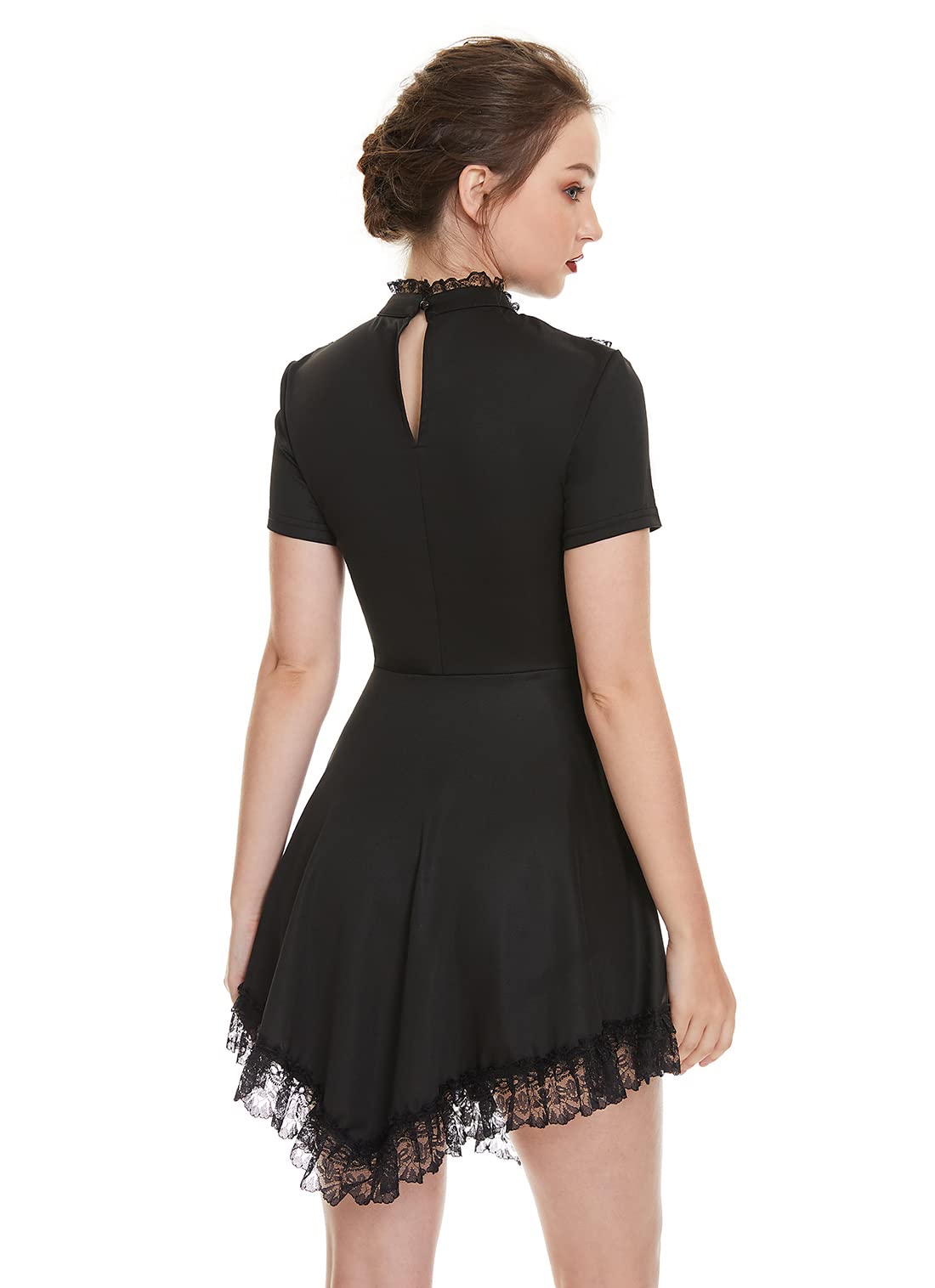 Gothic Dresses for Women - Vintage Grunge Lace-up Gothic Dress | Classic Little Black Goth Dress for Parties, Halloween & Alternative Fashion