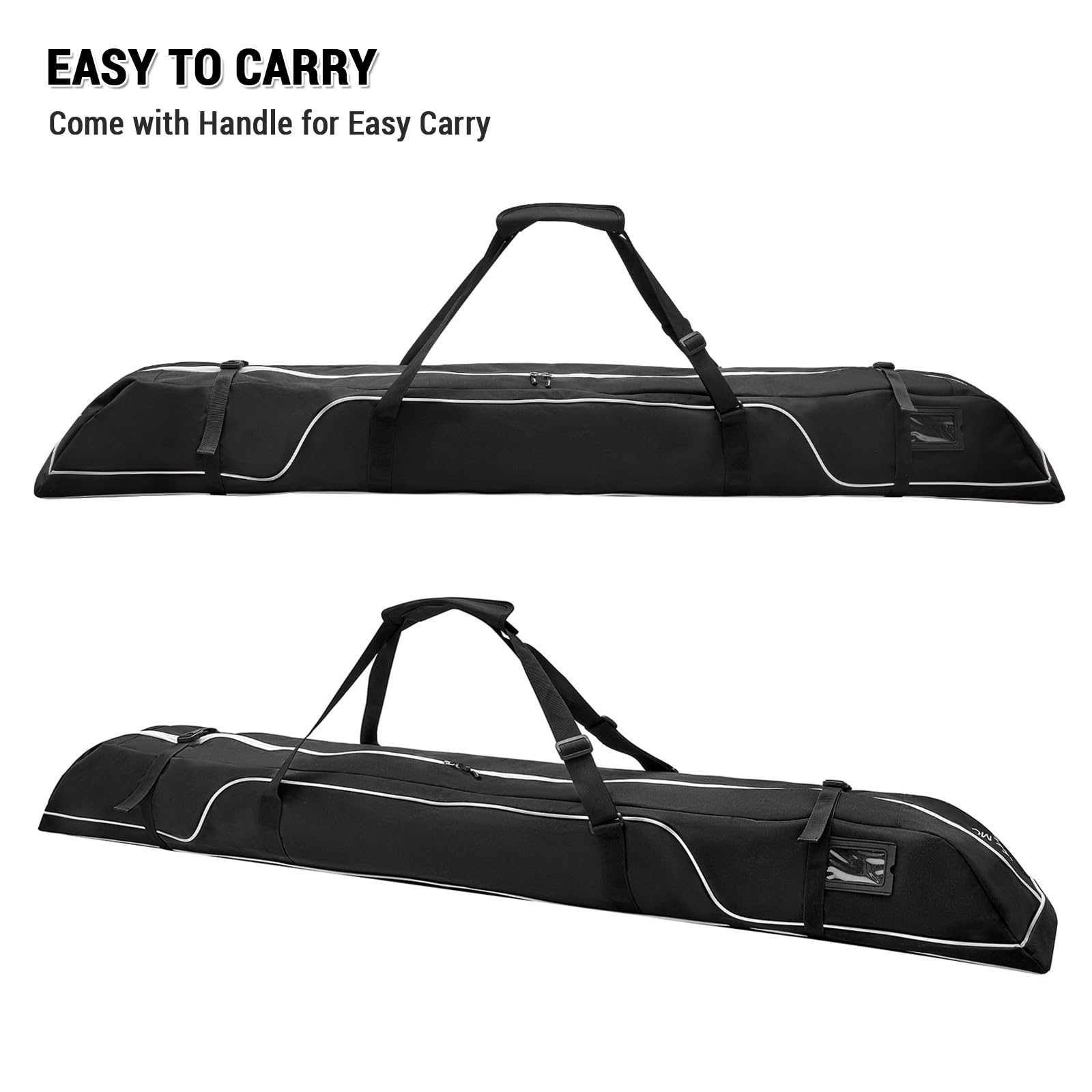 Waterproof Ski and Snowboard Storage Bag - 192cm Black Travel Equipment Organizer for Ski Gear Protection | Perfect for Winter Sports, Travel & Equipment Storage