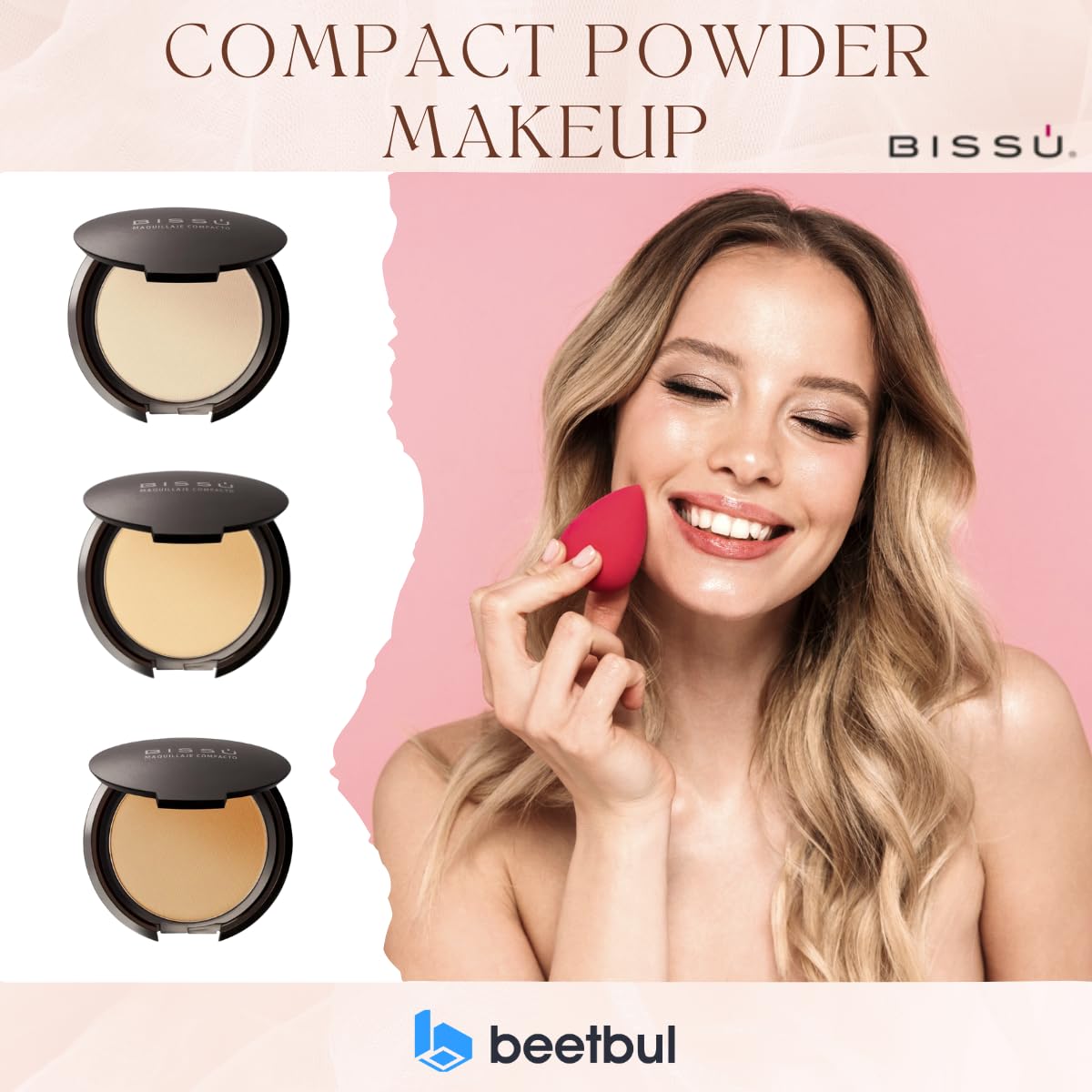 Bissú Compact Powder Makeup - 8g (07 Caramel) - Lightweight Oil-Control Pressed Powder for Flawless Matte Finish - Perfect for Daily Use & Touch-Ups On-The-Go