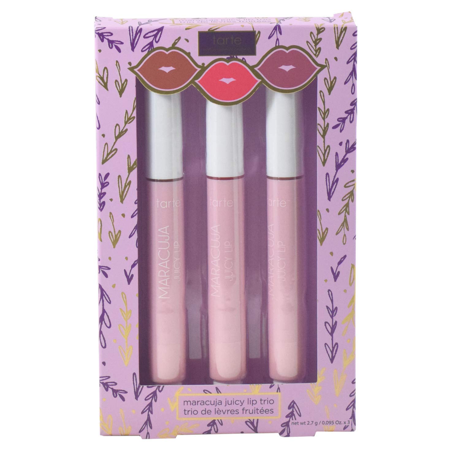 Tarte Maracuja Juicy Lip Balm Trio - Buttered Rum, Merry Martini, Holiday Spritz | Hydrating Lip Care Set for Christmas Gifts & Winter Makeup Essentials