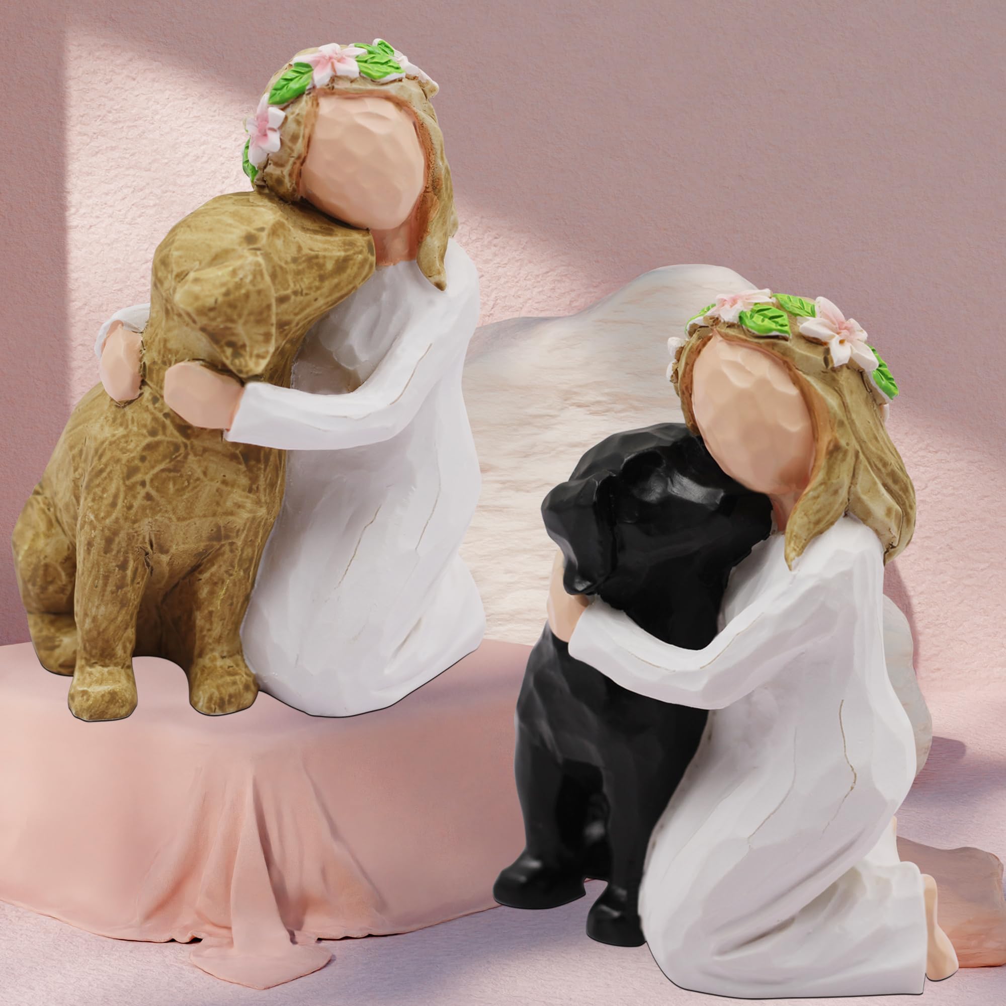 BORLESTA Dog Memorial Gifts - Sympathy Bereavement Gift for Loss of Pet, Angel Figurine for Dog Lovers - Comforting Keepsake for Home, Office or Memorial Display (Black)