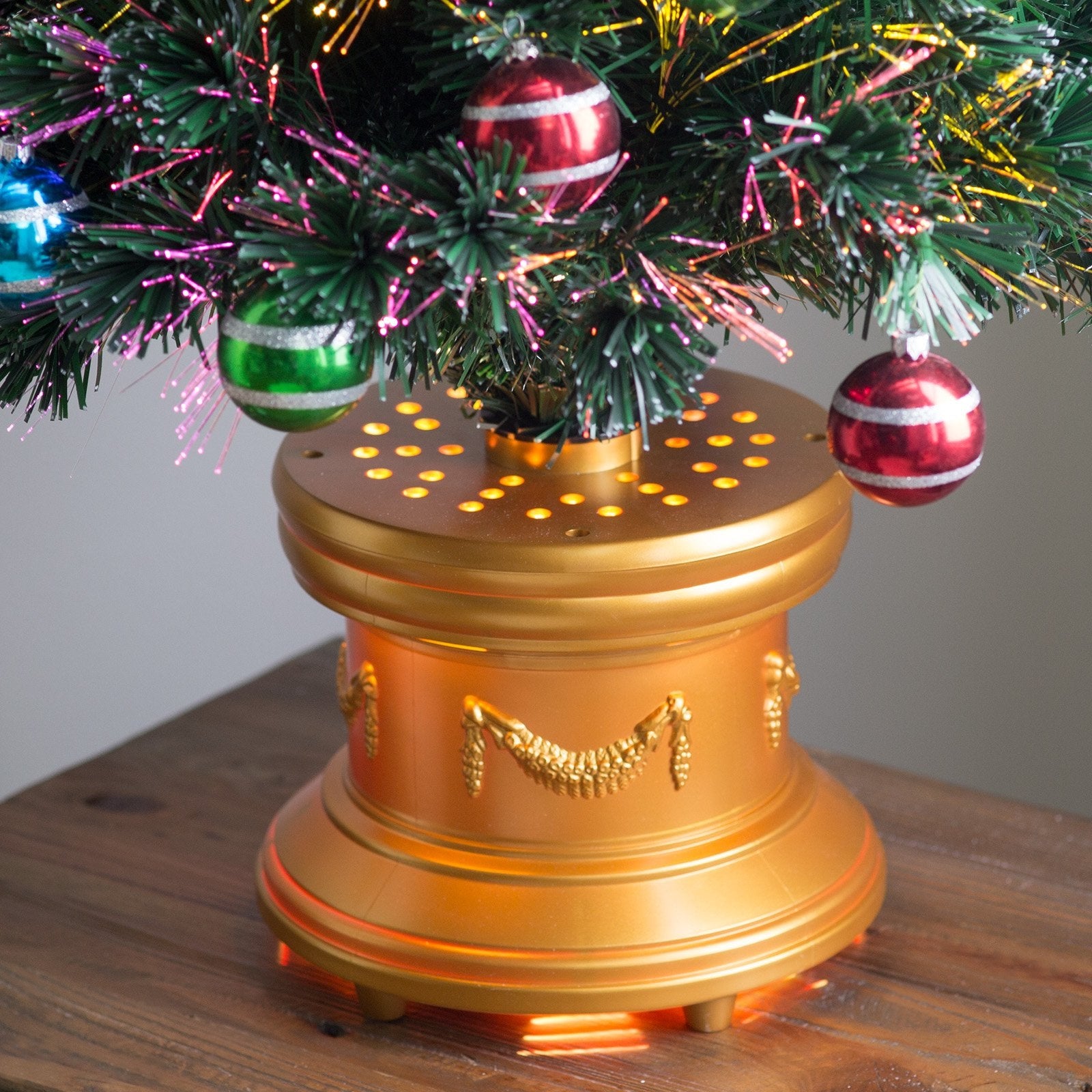 3' Fiber Optic Fireworks Artificial Christmas Tree with Glittered Ball Ornaments - Perfect for Holiday Decor, Home, Office & Party Decorations